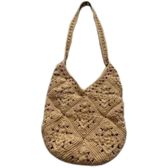 Forever 21 Handbags - Forever 21 Tan Knit Shoulder Bag Purse with Inside Pocket